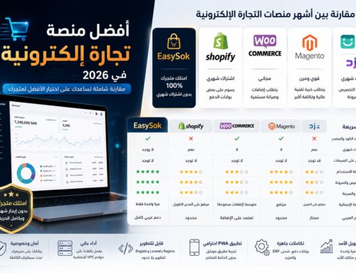 أفضل منصة تجارة إلكترونية في 2026: مقارنة Shopify وWooCommerce وMagento وEasySok